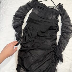 Elegant Black Ruched Dress